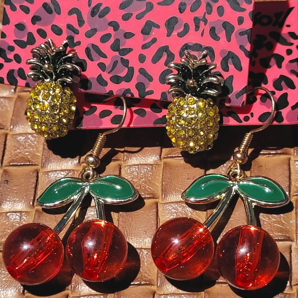 Bundle of Sparkly 🍍 & 🍒 Earrings